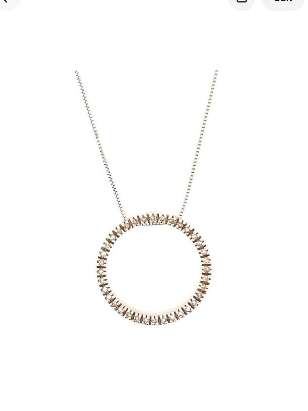 14K White Gold Circle Pavé Pendant Necklace - Elegant Gold Circle Necklace